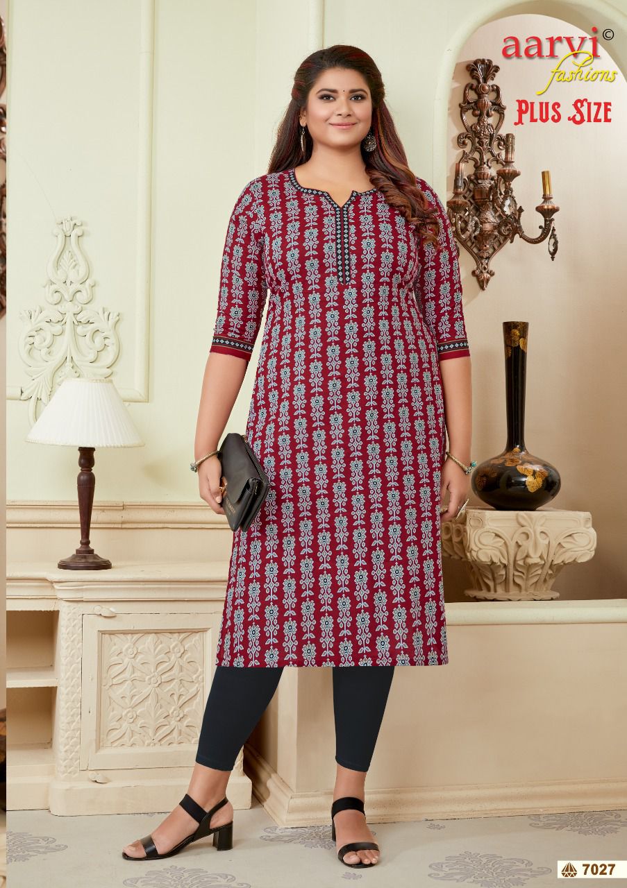 Aarvi Plus Size Vol 2 Regular Wear Wholesale Printed Kurtis
